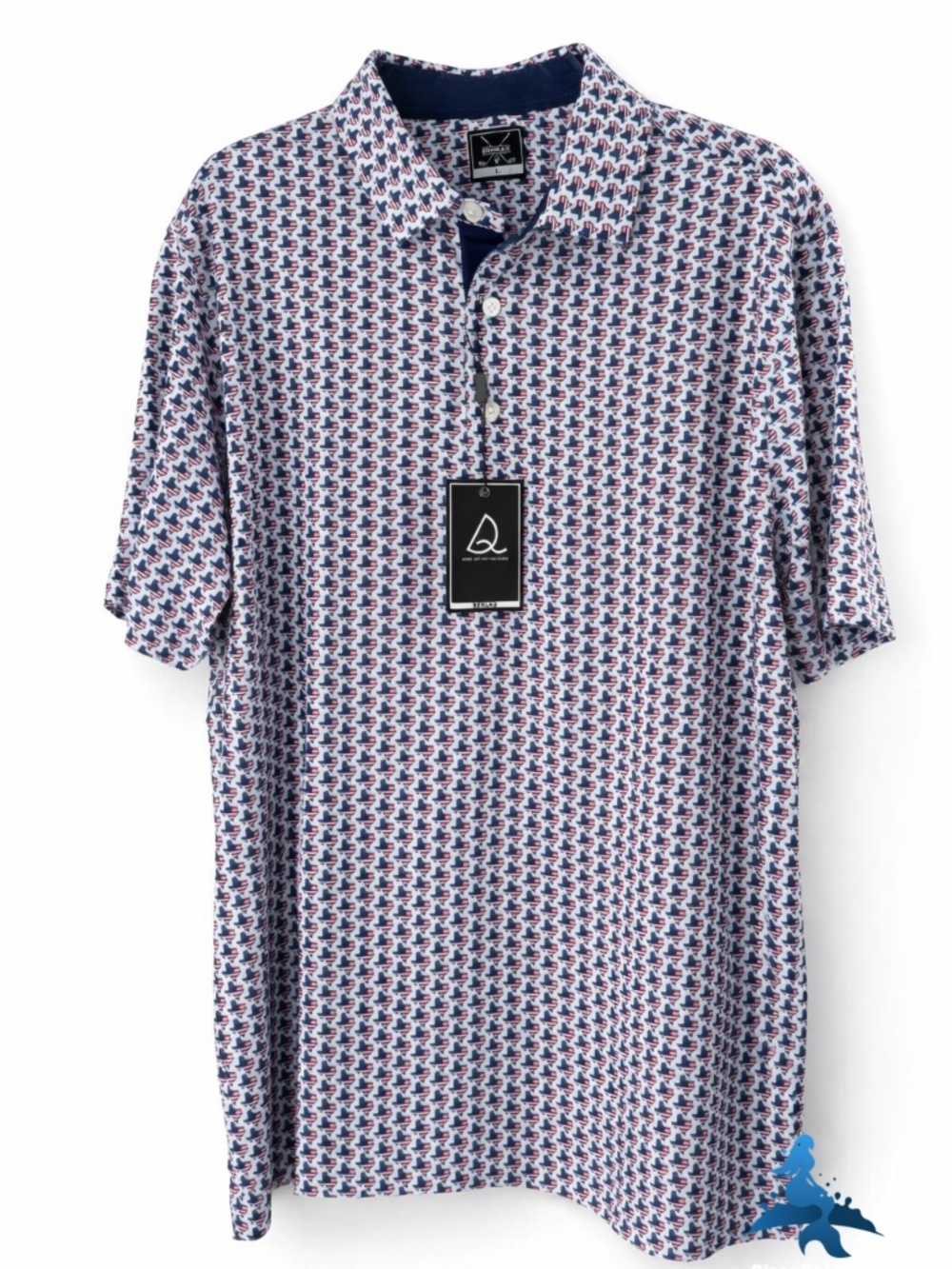 1288 NWT DEOLAX Texas Performance Golf Polo Shirt – Large – White Multicolor